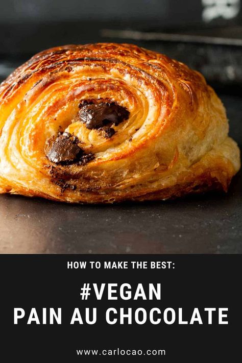 Vegan Chocolate Croissants (Vegan Pain Au Chocolat) - Carlo Cao Chocolate Croissant, Pain Au Chocolat, Chocolate Croissant Recipe, Chocolate Croissants, Vegan Pastries, Croissant Recipe, Vegan Mozzarella, Summer Foods, Vegan Dark Chocolate