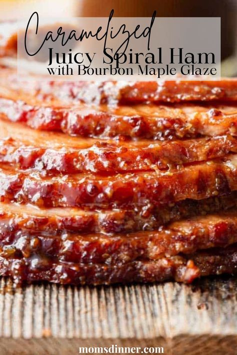 Maple Glazed Spiral Ham, Ham Recipes Christmas, Ham Bourbon Glaze Recipe, Bourbon Glazed Ham Recipes, Maple Glazed Smoked Ham, Maple Bourbon Glazed Smoked Ham, Maple Bourbon Glazed Ham, Bourbon Ham Glaze Recipe, Bourbon Smoked Ham