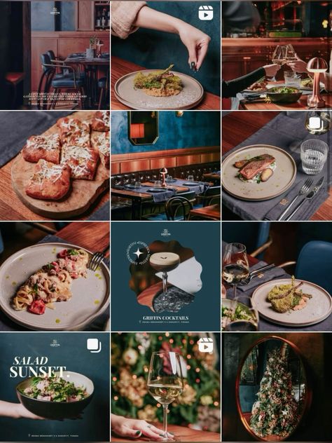 is a visually appealing and easy-to-use way to discover new restaurants. With its unique grid layout, you can quickly browse through restaurants by cuisine, location, and price #Bar_Instagram_Feed #Business_Ads #Instagram_Grid #Google_Business Instagram Grid Design Restaurant, Instagram Post Ideas Restaurant, Restaurant Feed Design, Catering Instagram Feed, Restaurant Instagram Feed Design, Restaurant Instagram Post Ideas, Restaurant Content Ideas For Instagram, Bar Content Ideas, Restaurant Instagram Ideas