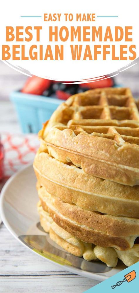 Best Homemade Belgian Waffles: The best Belgian waffle recipe - soft and fluffy insides, crispy outside! Made with buttermilk, these waffles are delicious plain or piled high with toppings. Buttermilk Belgian Waffles, Buttermilk Belgian Waffle Recipe, Hotel Waffle Recipe, Belgium Waffle Recipe, Best Belgian Waffle Recipe, Waffle Batter Recipe, Waffle Cupcakes, Belgian Waffle Recipe, Toast Recipe Breakfast