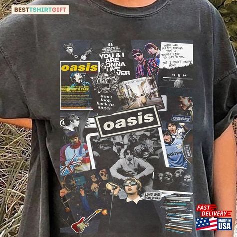 Oasis T-Shirt Vintage 90S Merch Hoodie Sweatshirt Check more at https://besttshirtgift.com/product/oasis-t-shirt-vintage-90s-merch-hoodie-sweatshirt/ Liam Gallagher Noel Gallagher, Definitely Maybe, Oasis Clothing, Oasis Band, Look Back In Anger, Noel Gallagher, Liam Gallagher, Band Shirts, Tour Shirt