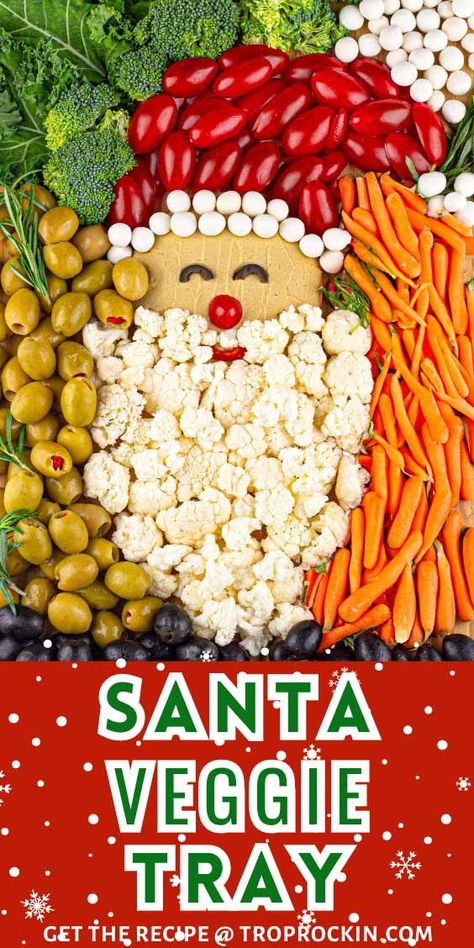 Santa Veggie Tray Santa Vegetable Tray, Veggie Santa Face, Santa Veggie Platter, Holiday Veggie Tray Ideas, Festive Veggie Tray, Xmas Veggie Tray Ideas, Holiday Veggie Trays, Veggie Tray Christmas, Christmas Vegetable Tray