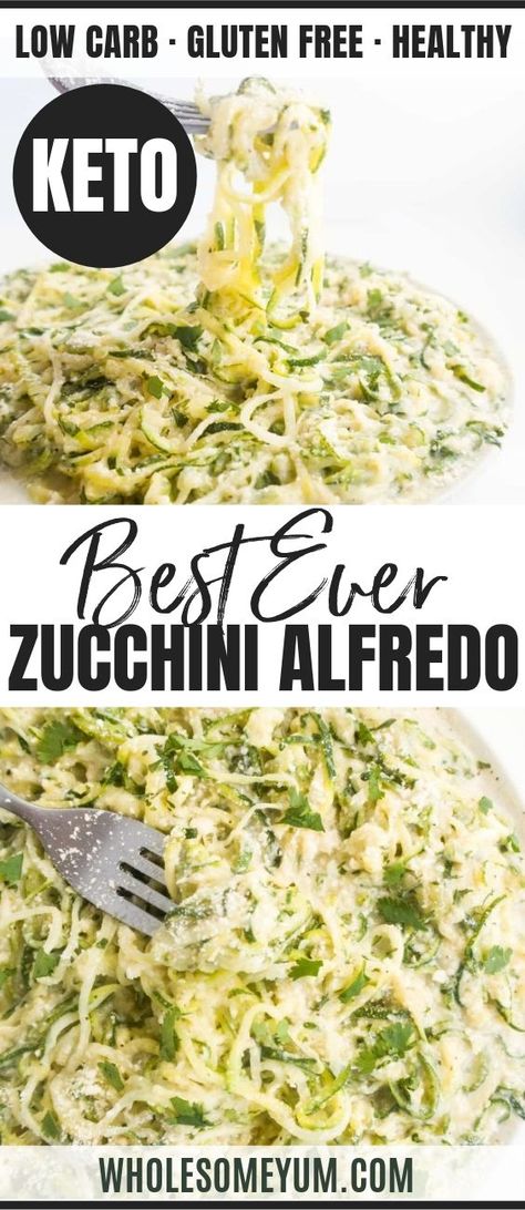 Keto Zoodles, Keto Zucchini Noodles, Keto Zucchini Recipes, Zucchini Alfredo, Healthy Alfredo Sauce, Zucchini Recipes Baked, Best Zucchini Recipes, Best Zucchini, Keto Zucchini