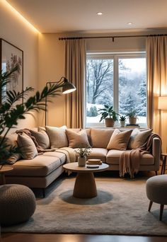 Family Room Cozy Warm, Ambient Lights Living Room, Living Room Pot Lights, Living Room Ambiance, Living Room With No Overhead Lighting, Layering Lighting Living Room, Ambient Light Living Room, Adding Lighting To Living Room, Living Room Ambient Lighting Ideas