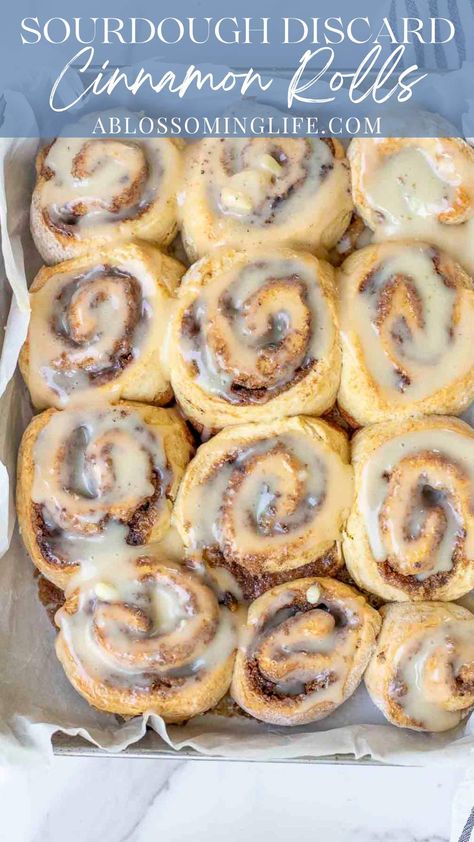 Easy Sour Dough Discard Breakfast, Cinnamon Rolls Using Sourdough Starter, Baking With Sourdough Discard, Discard Sour Dough Cinnamon Rolls, Sour Dough Cinnamon Roll, Ben Starr Sourdough Cinnamon Rolls, Cimmanon Rolls Sourdough, Cinnamon Roll Discard Recipe, Sourdough Bread Cinnamon Rolls