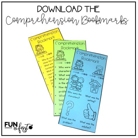 Comprehension Bookmarks are a great way to encourage comprehension practice in your classroom. The three different levels allow for easy differentiation. #bookmark #literacy #freebie Reading Comprehension Bookmarks, Reading Strategies Bookmark, Comprehension Bookmarks, Reading Strategy Bookmarks, Reading Bookmarks, Adaptation, Reading Help, Reading Tips, Reading Comprehension Strategies