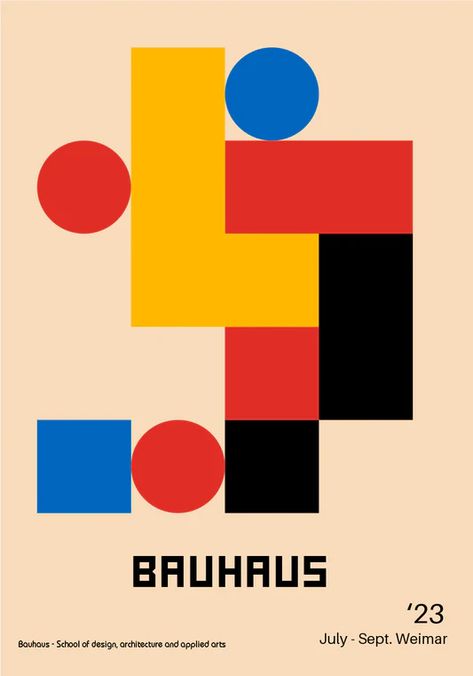 Bauhaus Illustration, Bauhaus Design Poster, Bauhaus Graphic Design, Bauhaus Poster Design, Bauhaus Posters, Bauhaus Colors, Bauhaus School, Office Creative, Bauhaus Exhibition