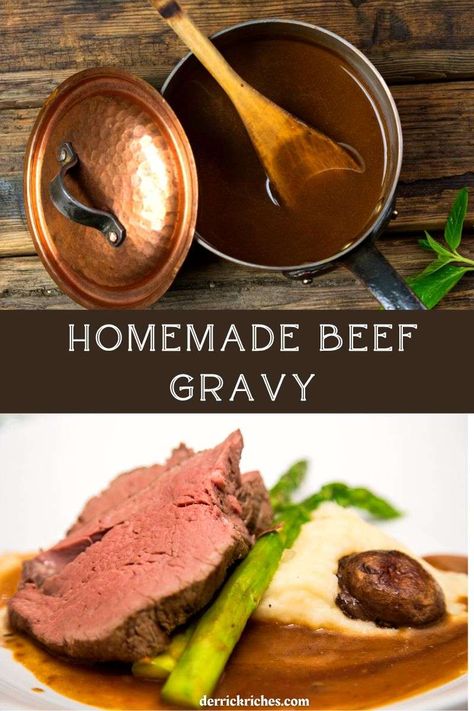 Homemade Beef Gravy Beef Roast Gravy From Drippings, Beef Gravy Recipe From Drippings, Beef Gravy From Drippings, Homemade Beef Gravy, Pot Roast Gravy, Roast Beef Gravy, Ham Gravy, Beef Gravy Recipe, Beef Rump Roast