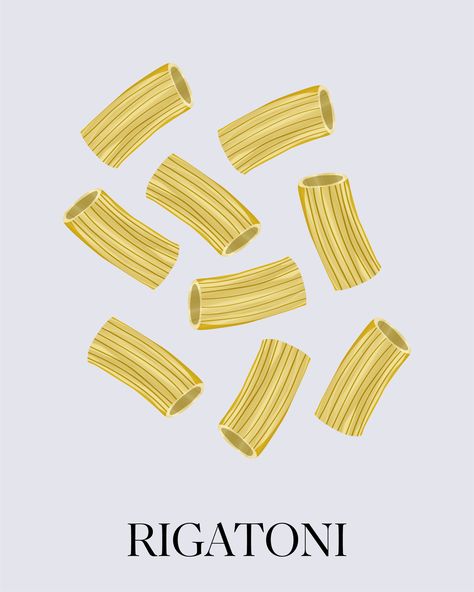 Our Illustrated Guide to Pasta Shapes, from Calamarata to Ziti Rigatoni Tattoo, Pasta Drawing Illustration, Pasta Illustration, Pasta Design, Rigatoni Noodles, Orzo Risotto, Gemelli Pasta, Carrot Pasta, Creamy Tuna Pasta