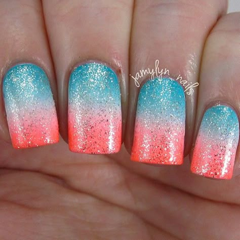 Blue Gradient Nails, Nails Opi, Ombré Nails, Nail Time, Nail Art Ombre, Blue Coral, Gradient Nails, Blue Gradient, Pedicures