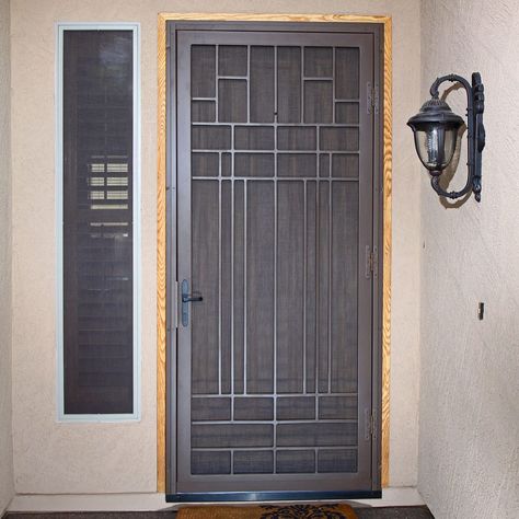 Penasco Security Screen Door - First Impression Ironworks Couch Grau, Security Door Design, Wrought Iron Security Doors, Metal Screen Doors, Decorative Screen Doors, Iron Security Doors, Pintu Interior, Security Screen Door, Steel Security Doors