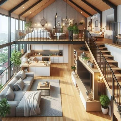 Loft House Design, Frame Interior, Tiny House Loft, House Loft, Tiny House Inspiration, Tile Showroom, Tiny House Floor Plans, Modern Tiny House, Loft House