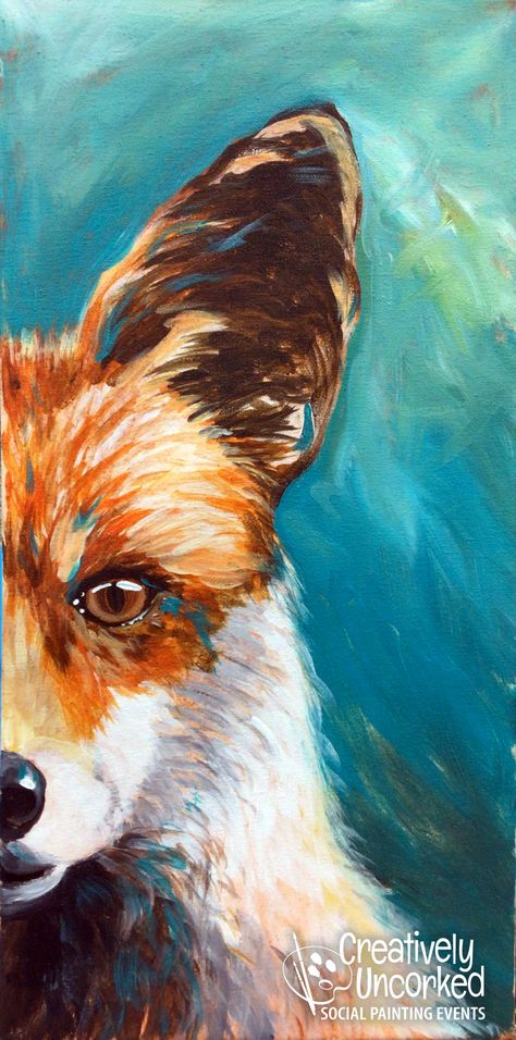 Fox Painting Easy Acrylic, Painting Fox Acrylic, Painting Fox Easy, Fox Painting Tutorial, Fox Art Painting, Fox Paintings Acrylic, Fox Oil Pastel, Oil Pastel Animal Art, Acrylic Fox Painting