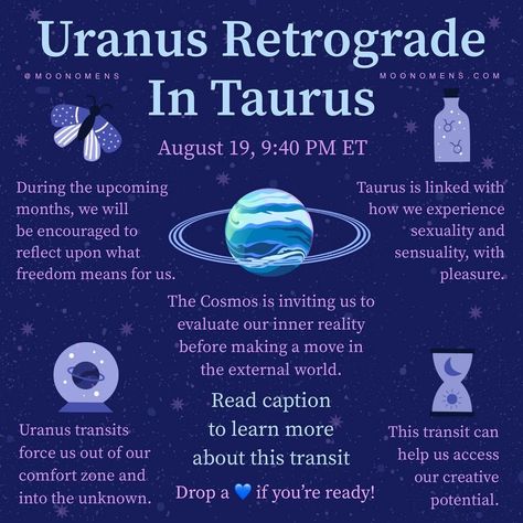 Uranus Retrograde, Moon Omens, Freedom Meaning, August 21, Comfort Zone, Cosmos, Astrology, To Learn, Tap