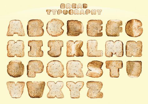 I could put this on my toast board, or my fonts board.  What to do?!?! Food Typography, Alfabet Letters, Scrapbook Printing, 타이포그래피 포스터 디자인, Graphic Design Fonts, Alphabet Design, Typography Letters, Travel Scrapbook, Funky Art