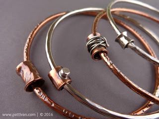 Copper Tube Jewelry, Copper Tubing Jewelry, Copper Bangles, Copper Jewelry Diy, Mixed Metal Bracelets, Metal Art Jewelry, Metal Jewelry Making, Hardware Jewelry, Silver Jewelry Diy