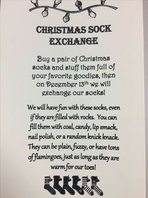 Christmas Sock Exchange, White Elephant Ideas, Best Christmas Games, Christmas Socks Exchange, Christmas Gift Exchange Games, Christmas Gift Games, Christmas Games For Adults, Fun Christmas Games, Christmas Gift Exchange