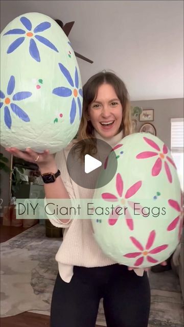 Giant Easter Egg Ideas, Giant Egg Diy, Diy Giant Easter Eggs, Front Porch Easter Decorations Ideas, Easter Crafts Bunny, Easter Front Porch Decorations, Outdoor Easter Decorations Diy, Easter Diy Crafts, Easter Front Porch Decor