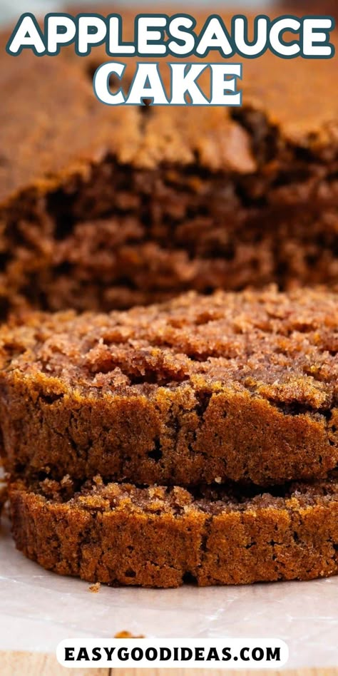 Easy Applesauce Cake - a simple loaf cake with tons of apple flavor from applesauce - it's moist and so delicious. Best Applesauce Cake Recipe, Applesauce Breakfast Cake, Easy Applesauce Cake Recipes, Spice Loaf Cake Recipes, Healthy Mini Loaf Recipes, Moist Applesauce Cake, Best Applesauce Cake, Applesauce Bread Easy, Applesauce Loaf Cake