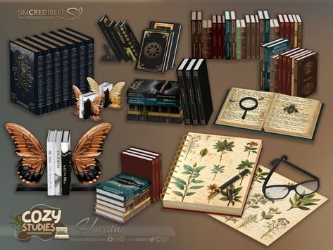 Sims 4 Harry Potter House, Sims 4 Reading Glasses Cc, Sims 4 Vintage Clutter Cc, Book Cc Sims 4, Sims Office Cc, Ts4 Dark Academia Cc, Sims 4 Notebook, Sims 4 Cc Academia, Sims 4 Dark Academia Cc Furniture