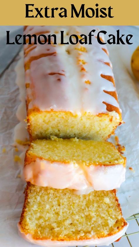 Easy and Moist Lemon Loaf Cake Lemon Cake Loaf Recipe, Homemade Lemon Pound Cake With Glaze, Moist Lemon Loaf Cake, Citrus Loaf Cake, Moist Sweet Bread Recipe, Lemon Yoghurt Loaf, Loaf Ideas Baking, Moist Lemon Loaf Recipe, Lemon Rum Cake