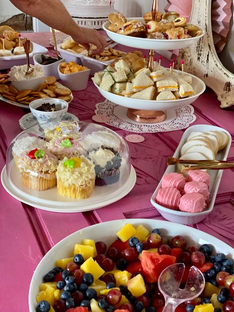 Tea Party Board, Charcuterie Board For Tea Party, Family Tea Party, Spa Tea Party Ideas, Sweet 16 High Tea Party Ideas, Tea Party Menu Ideas Finger Foods, Cowgirl Tea Party, Women’s Tea Party, Teen Tea Party Ideas