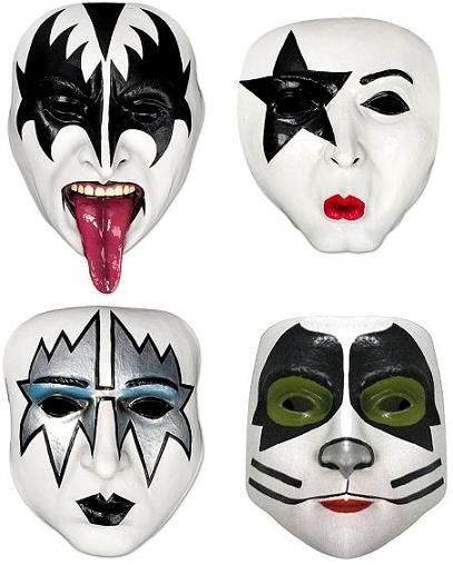 Rock Band Makeup, Kiss Band Makeup, Kizz Band, Kiss Halloween Costumes, Band Makeup, Half Masks, Kiss Rock Band, Kiss Costume, Rock Makeup