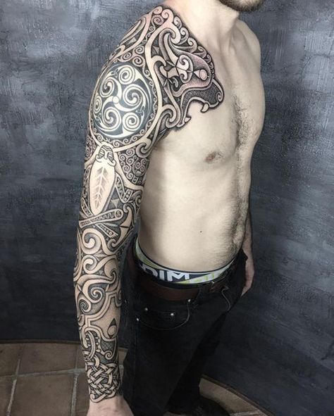 Celtic Sleeve Tattoo | Tattoo Ideas and Inspiration Celtic Tattoo For Women Irish, Irish Sleeve Tattoo, Viking Sleeve, Celtic Tattoo For Women, Celtic Sleeve Tattoos, Celtic Tattoos For Men, Celtic Tattoo Symbols, Scandinavian Tattoo, Viking Tattoo Sleeve