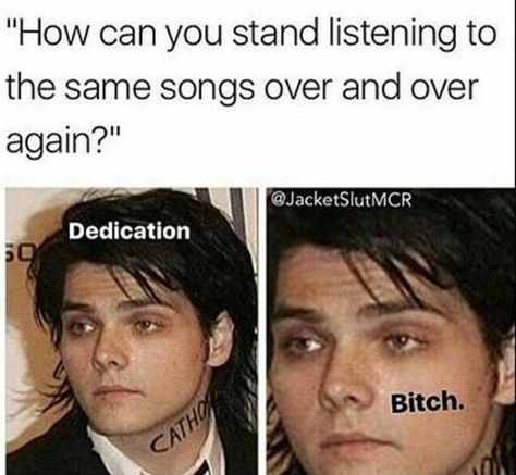 I always get asked this question and I think of this meme when I hear the question Vic Fuentes, My Chemical Romance Memes, Emo Band Memes, Emo Things, Mcr Memes, I Love Mcr, Emo Memes, Palaye Royale, Panic At The Disco