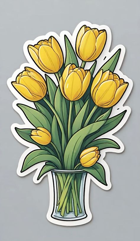 #tulips #spring . #Tulip_Sticker #Rococo_Aesthetic #Tufting_Diy #Happy_Birthday_Black Yellow Scrapbook Stickers, Tulips Stickers, Tulip Sticker, Happy Birthday B, Yellow Stickers, Spring Stickers, Tulips Spring, Creative Stickers, Sticker Design Inspiration