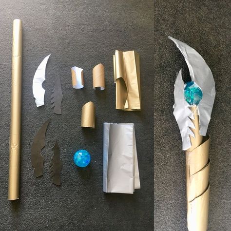 DIY easy Loki Scepter - Household cardboard, craft paper and bouncy ball #loki #diyideas #kids #diy Loki Staff Diy, Diy Loki Scepter, Tesseract Diy, Loki Diy Costume, Lokis Scepter, Marvel Diy Costume, Diy Loki Costume, Marvel Diy Crafts, Loki Staff