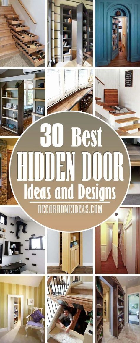 Best Clever Hidden Door Ideas. Discover a bit of fun and mystery with the top 50 best hidden door ideas. Explore entrances to secret rooms featuring hinged bookcases to walls and beyond. #decorhomeideas Hidden Door Bookcase Hinges, Secret Entry Hidden Rooms, Secret Passages And Hidden Rooms, Concealed Doors In Wall Kitchen, Room With Doors On Every Wall, Secret House Features, Hidden Pocket Door Ideas, Hidden Rooms Diy, How To Make Hidden Door