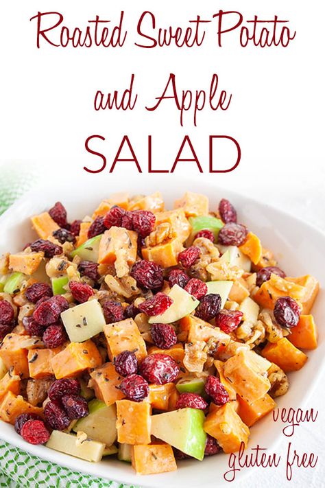 Sweet Potato And Apple Salad, Salads With Sweet Potatoes Healthy, Sweet Potato Cranberry Salad, Roasted Apple Salad, Healthy Sweet Potato Salad, Sweet Vegetable Recipes, Sweet Potato Potato Salad Recipe, Sweet Potato Apple Salad, Sweet Potato Recipes Summer