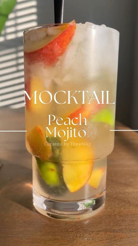 Peach Mojito *Mocktail* #mocktail #peach #mojito #summer in 2022 | Peach drinks, Drinks alcohol recipes, Refreshing drinks Peach Sparkling Water, Peach Mojito, Mocktail Drinks, Mojito Mocktail, Peach Drinks, Iced Drinks Recipes, Peach Syrup, Drink Recipes Nonalcoholic, Yummy Alcoholic Drinks