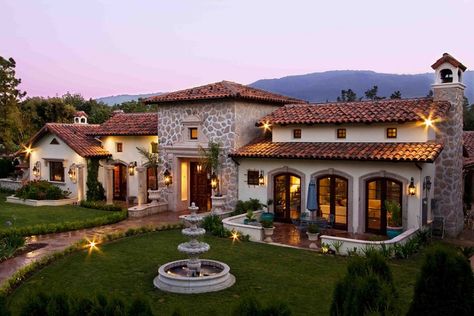 Paul Hills Design & Hills Construction Inc. | Award Winning Custom Homes http://thehillsgroup.ca Mediterranean Exterior Homes, Mediterranean Exterior, Mexican Hacienda, Hacienda Style Homes, Mexico House, Casa Country, Mediterranean Style Homes, Tuscan House, Casas Coloniales