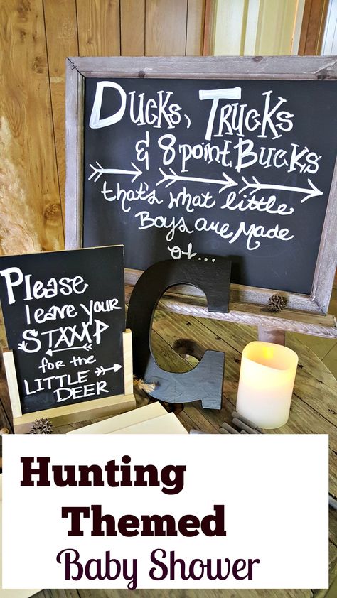 A Hunting Themed Baby Shower - Modern on Monticello Vintage Hunting Baby Shower Theme, Hunting Theme Baby Shower Games, Baby Boy Themes For Showers, Buck Baby Shower Ideas For Boys, Country Boy Baby Shower Ideas, Hunter Baby Shower Theme, Duck Theme Baby Shower Ideas, Hunting Themed Baby Shower Ideas, Duck Hunting Baby Shower Theme