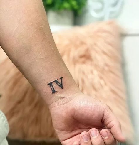 Number 4 Roman Numeral Tattoo, Tattoo Designs Men Roman Numerals, 4 Roman Numeral Tattoo, Roman Numeral 5 Tattoo, Above Knee Tattoo Men, Roman Numeral Tattoo Men, Knee Tattoo Men, Roman Numeral Date Tattoo, Roman Numbers Tattoo