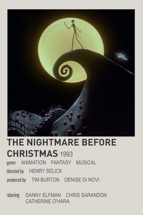 Nightmare Before Christmas Minimalist, Nightmare Before Christmas Aesthetic, Tim Burton Animation, Halloween Movie Poster, Polaroid Movie Poster, Nightmare Before Christmas Movie, Christmas Minimalist, Good Animated Movies, Polaroid Posters