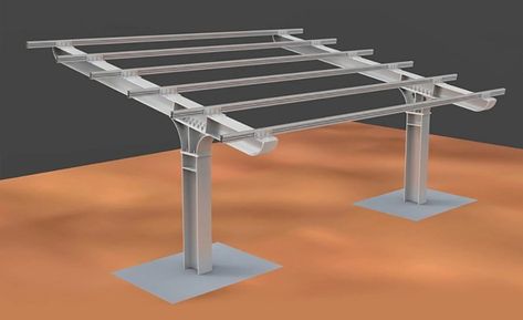 Steel Solar Carport Mounting System | Tripsolar Solar Structure, Solar Carport, Steel Carports, Carport Canopy, Metal Carports, Carport Designs, Motorcycle Garage, Rain Gutters, Solar Technology