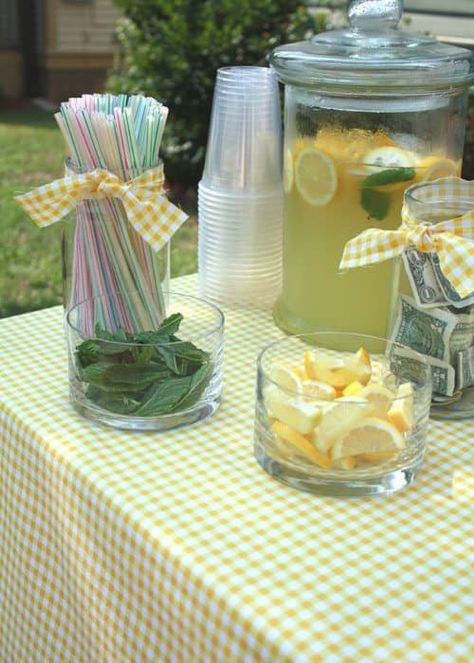 Lemonade Stand Set Up, Lemonade Selling Ideas, Fancy Lemonade, Yard Sale Printables, Yard Sale Display, Kids Lemonade Stands, Lemonade Stand Birthday, Lemonade Stand Party, Diy Lemonade Stand