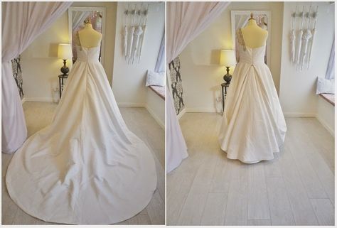 This dress is closest to my train.   Wedding Dress Bustle Styles and Tips Diy Wedding Dress Bustle, Bustle Types, Wedding Dress Train Bustle, Wedding Gown Bustle, Wedding Dress Styles Guide, Wedding Dress Styles Chart, Dress Bustle, Different Wedding Dresses, Wedding Dress Types