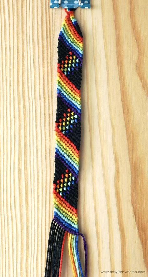 Tie Dye Friendship Bracelet Pattern, Rainbow Friendship Bracelet Patterns, Trendy Rainbow Adjustable Friendship Bracelets, Adjustable Rainbow Friendship Bracelet, Pride Friendship Bracelet, Rainbow Friendship Bracelet, Casual Multicolor Hand-wrapped Friendship Bracelets, Multicolor Hand-strung Friendship Bracelets, Embroidery Floss Crafts