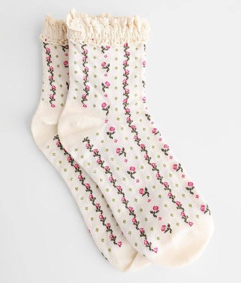 Free People Socks, Socks Crochet, Trendy Mom Outfits, Pretty Socks, Floral Socks, Cottagecore Outfits, Crochet Lace Trim, Lace Socks, Socks For Women