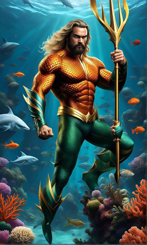 Aqua Man, Superhero Man, Superman Characters, Painting Of A Man, Captain Marvel Shazam, Marvel Superheroes Art, Marvel Superhero Posters, Dc Comic Books, Dc Comics Superheroes