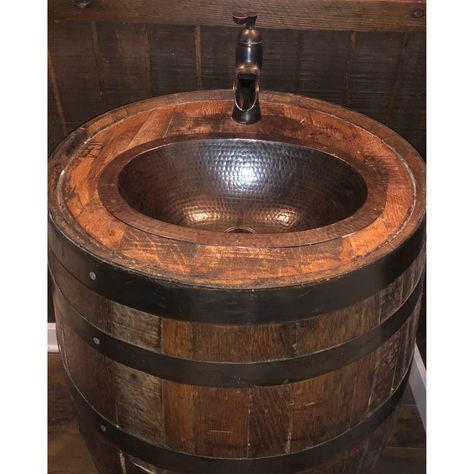 Copper Sink Care, Whiskey Barrel Sink, Barrel Sink, Copper Vessel Sinks, Oil Rubbed Bronze Faucet, 12 Dimensions, Copper Sinks, Copper Sink Bathroom, Drop In Bathroom Sinks