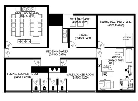 Staff Accommodation Floor Plans, Staff Area Design, Staff Area Design Office, Locker Room Floor Plan, Staff Locker Room, Staff Room Design, Multi Purpose Room, Floor Layout Plan, Staff Lockers