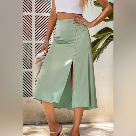 Midi silk skirt outfit