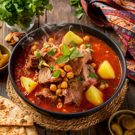 Cooking up Joy - Made with love: Traditional Persian Dizi Stew Persian Food Traditional, Abgoosht Recipe, Persian Soup Recipes, Gheymeh Stew, Persian Chicken Stew, Celery Stew Persian, Chicken Stew Middle Eastern, Persian Eggplant Stew, Persian Stew