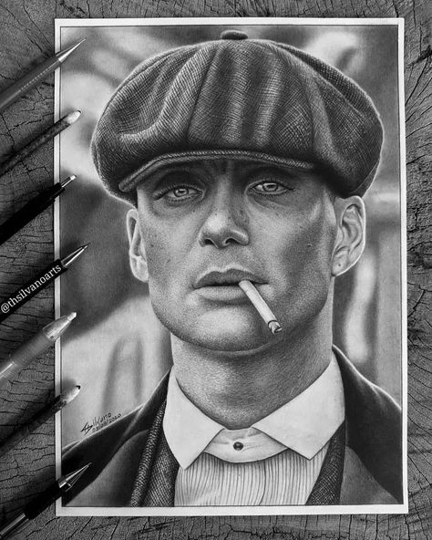 PLACE OF ARTS on Instagram: “Art Masterpiece by @thsilvanoarts "Pinky Blinders"...…” Tato Realis, Realistic Face Drawing, Black And White Photography Portraits, Drawing Heart, Pencil Sketch Portrait, Old Man Portrait, Sketch Images, Celebrity Art Portraits, Portrait Pencil