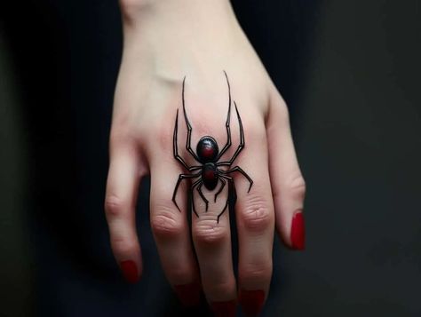 Blackwidow Tatoos, Black Widow Hand Tattoo, Widow Spider Tattoo, Black Widow Spider Tattoo, Widow Tattoo, Black Widow Tattoo, Powerful Symbols, The Black Widow, Hourglass Tattoo